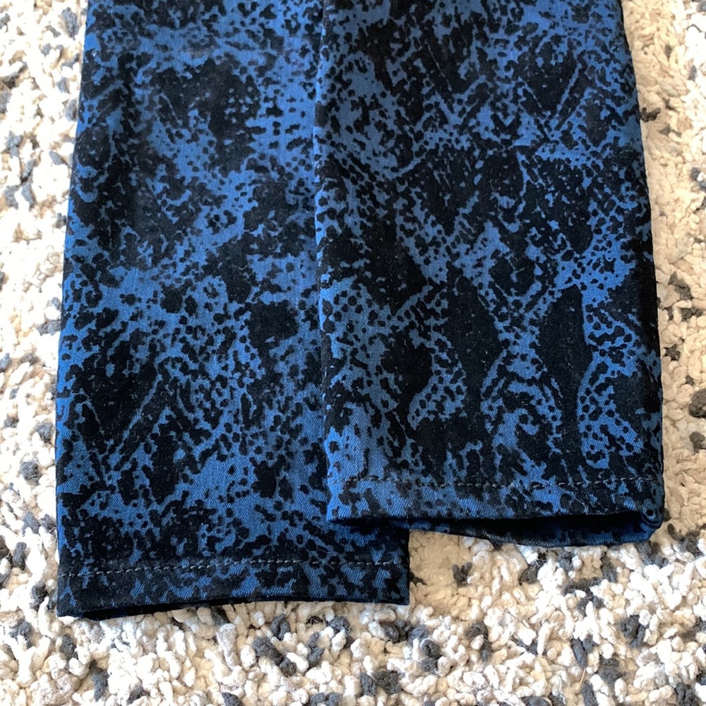 Free People Textured Pants Blue Black Boho Straight Leg Stretch Women’s Size 25 - Picture 12 of 12